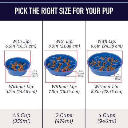 Slow Feeder Dog Bowls - Cup Maze Puzzle Food Bowl with Feeder Holes, Fits into Elevated Pet Feeders - Slow Eating for Large, Medium & Small Sized Breeds (2 Cup - 7.5-8 Inch Feeder Holes)