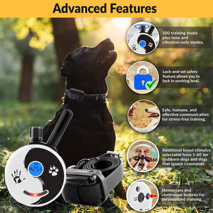 E-Collar Dog Training Collar, Rechargeable Remote + Finger Clicker, for Small to Medium Dogs, Humane Tapping Stimulation, 100 Levels, Tone, Light, 1/2 Mile 1 Dog, Zen