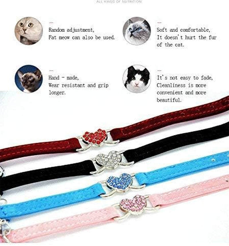 Heart Bling Cat Collar with Safety Belt and Bell 8-11 Inches