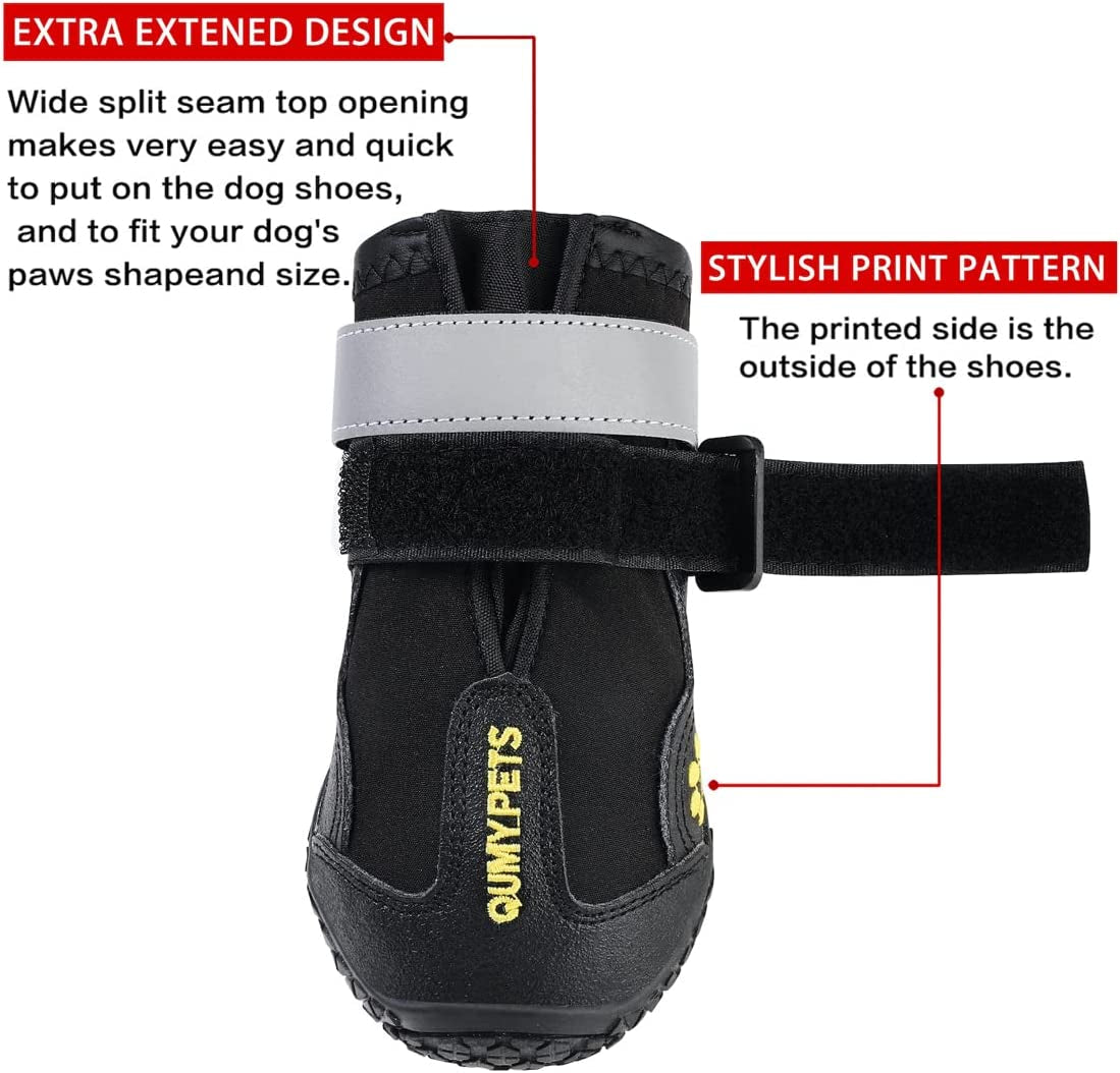 Dog Shoes for Large Dogs, Medium Dog Boots & Paw Protectors for Winter Snowy Day, Summer Hot Pavement, Water-Resistant in Rainy Weather, Outdoor Walking, Indoor Hardfloors Skid-Resistant Sole