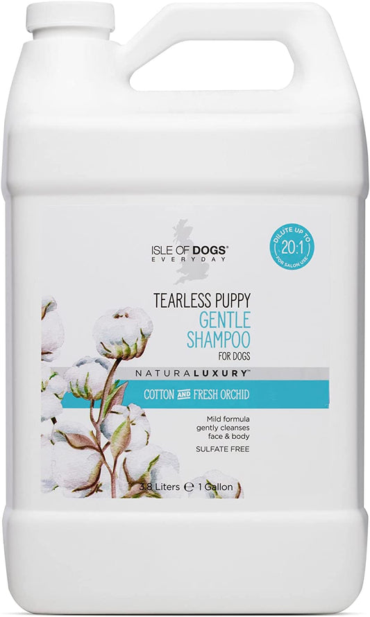 - Everyday Natural Luxury Tearless Puppy Shampoo - Cotton + Fresh Orchid - Sulfate & Paraben Free Formula - Gentle Pet Shampoo for Dogs of All Ages & Coat Types - Made in the USA - 1 Gal, (823-Gal)