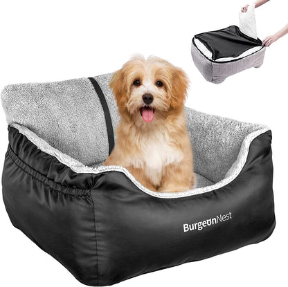 Dog Car Seat for Small Dogs, Fully Detachable and Washable Dog Carseats Small under 25, Soft Dog Booster Seats with Storage Pockets and Clip-On Leash Portable Dog Car Travel Carrier Bed