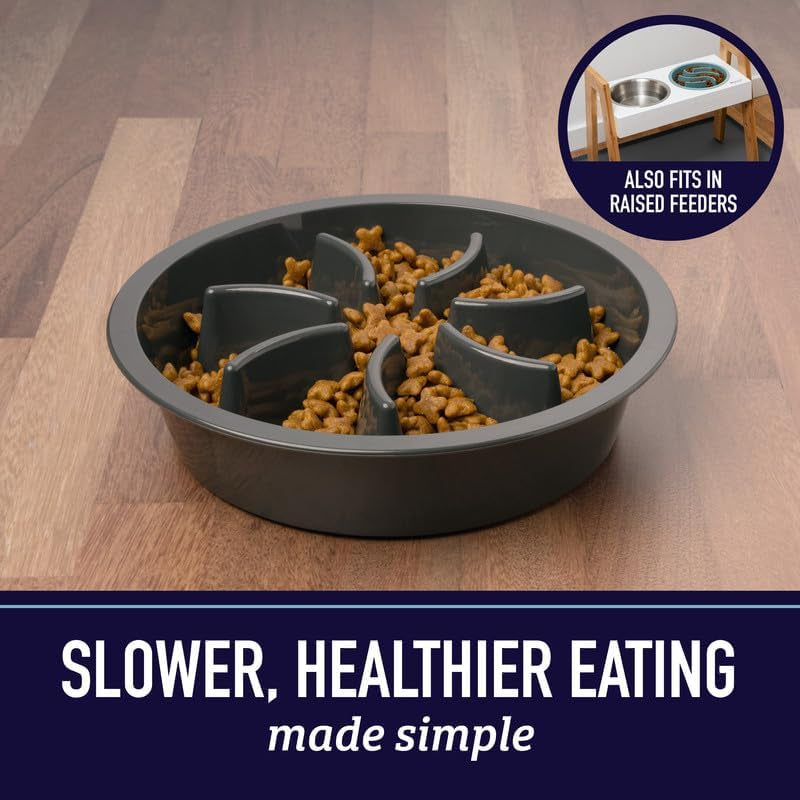 Slow Feeder Dog Bowls - Cup Maze Puzzle Food Bowl with Feeder Holes, Fits into Elevated Pet Feeders - Slow Eating for Large, Medium & Small Sized Breeds (2 Cup - 7.5-8 Inch Feeder Holes)